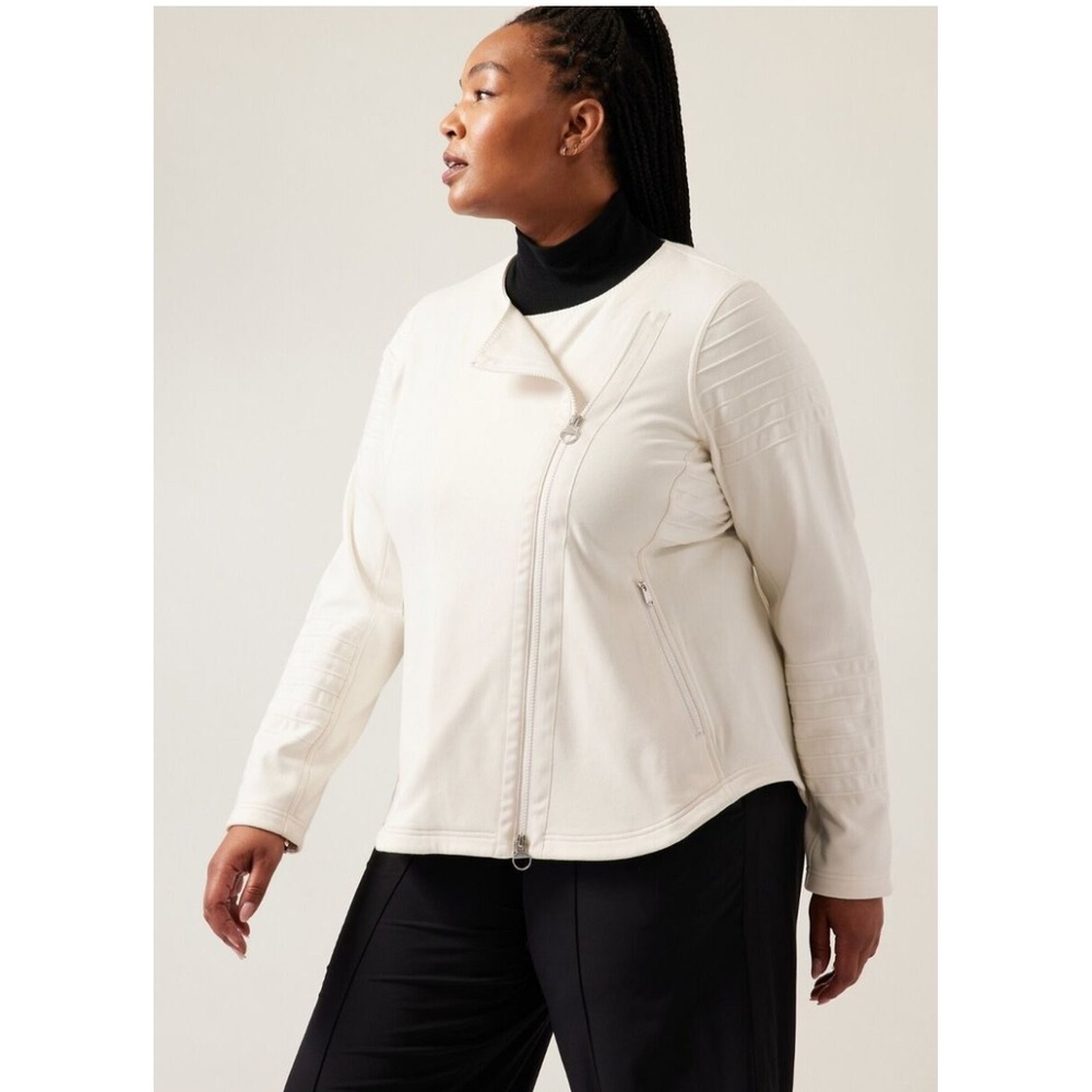 Athleta Cream Moto Jacket Size M